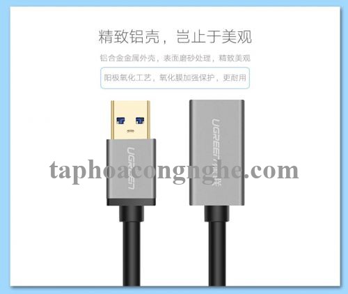 Ugreen 10494 0.5M màu Đen Cáp tín hiệu nối dài USB 3.0 dáng dây nhỏ cao cấp US115 30010494